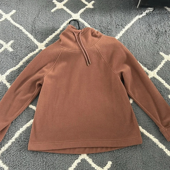 Old Navy Brown Funnel Neck Fleece Hooded Sweatshirt - Picture 2 of 5